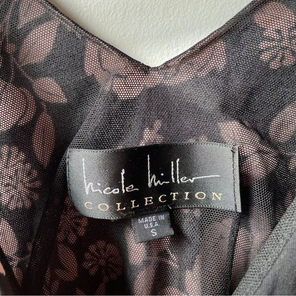 Nicole Miller collection black and pink genuine silk floral print summer dress S - Picture 5 of 6